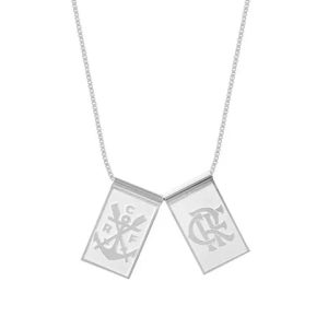 Escapulário Escudo e Regatas em Prata 925 com Corrente Veneziana 17 de 62 cm - Oficial Flamengo